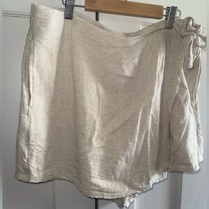 Linen Tie Wrap Skort